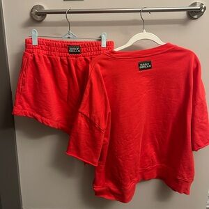 Daily Drills Super short and short sleeve sweat set! Both size xs/s color red!